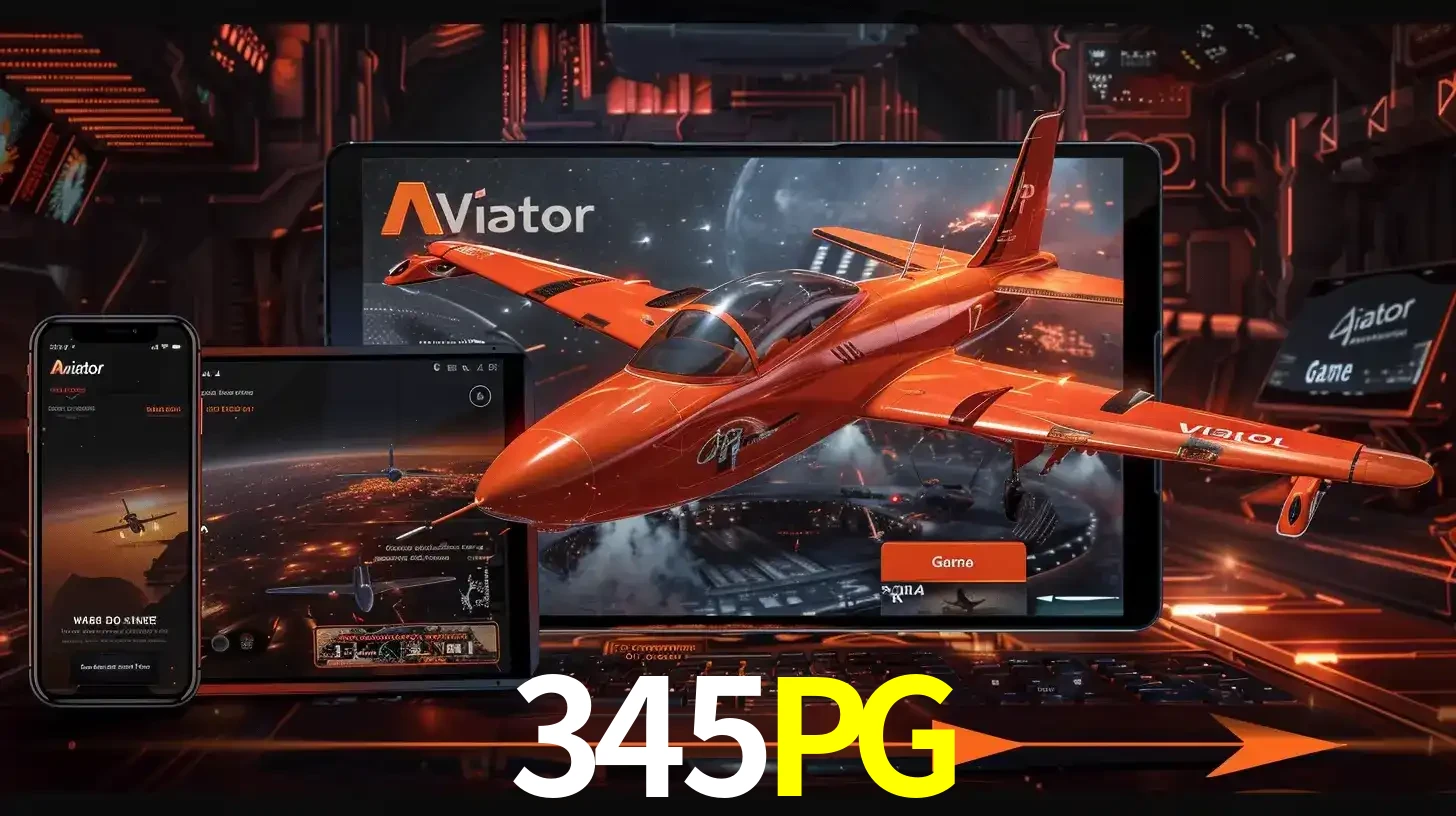 Apresentação tecnológica do jogo Aviator com um avião saindo da tela de um tablet, demonstrando a experiência imersiva em múltiplos dispositivos no 345PG.