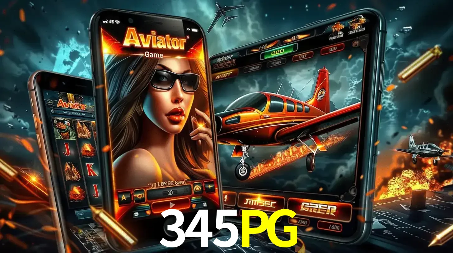 O popular jogo de apostas Aviator exibido em vários celulares e tablets, mostrando a interface emocionante e a ação de voo disponíveis para jogar agora no 345PG.