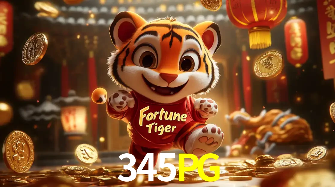 O alegre personagem do Fortune Tiger correndo sobre um caminho de moedas de ouro, simbolizando os grandes prêmios e a diversão do popular jogo de slot do 345PG.